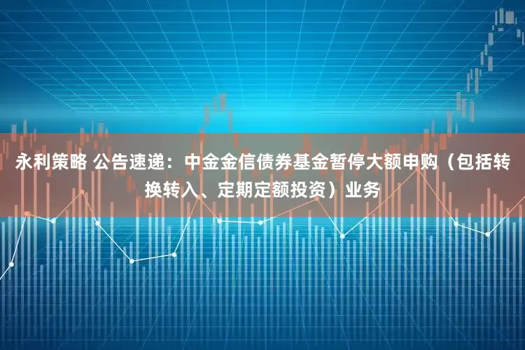 永利策略 公告速递：中金金信债券基金暂停大额申购（包括转换转入、定期定额投资）业务